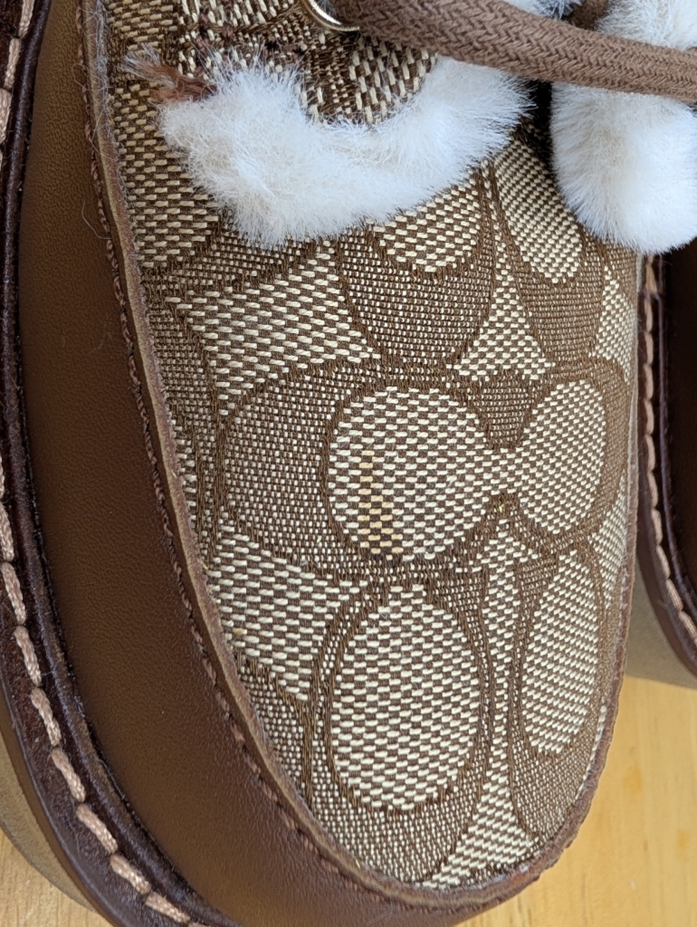 Coach Imani Signature Jacquard Canvas Shearling-Lined Ankle Boots Brown Size 9.5 - Picture 16 of 16